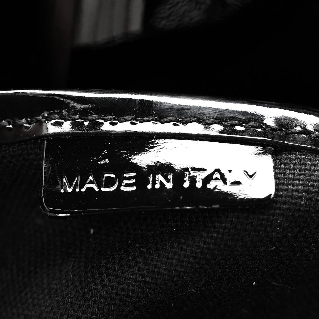 Patent Check Embossed Small Bilmore Tote Black