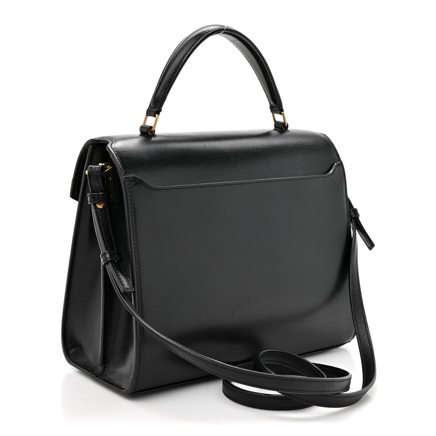 Smooth Calfskin Medium Classic Monogram Cassandra Top Handle Black