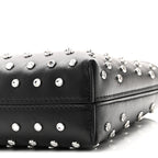 Calfskin Studded Trifolio Shoulder Bag Black