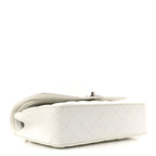 Caviar Quilted Medium Double Flap White