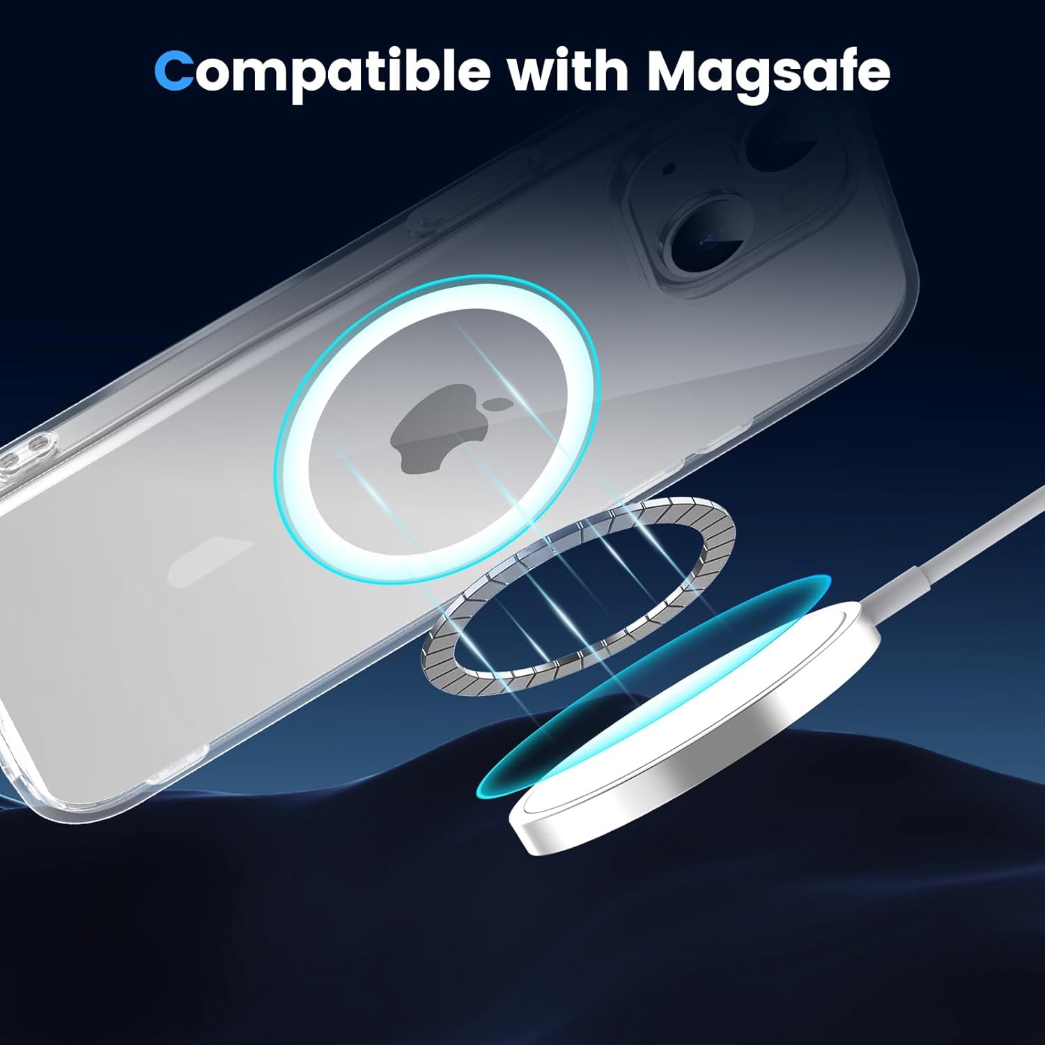 Entronix [Magnetic] Case Compatible with iPhone 13 - [Hard Back] Thick Clear