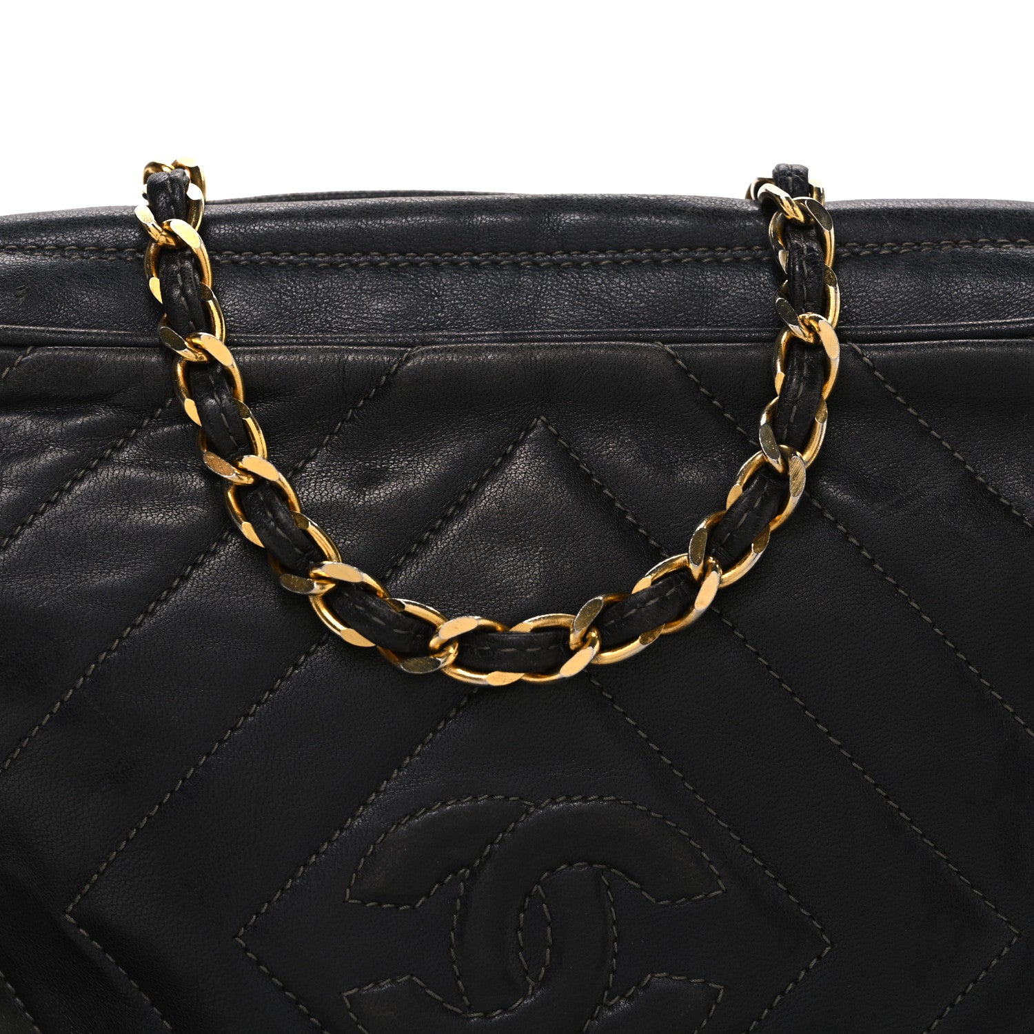 Lambskin Quilted CC Tassel Camera Case Black