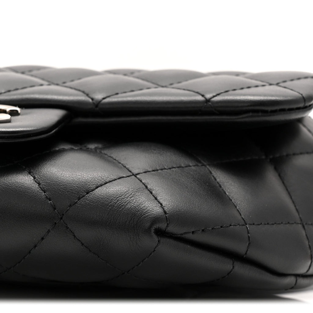 Calfskin Quilted CC Uniform Flap Belt Bag Black
