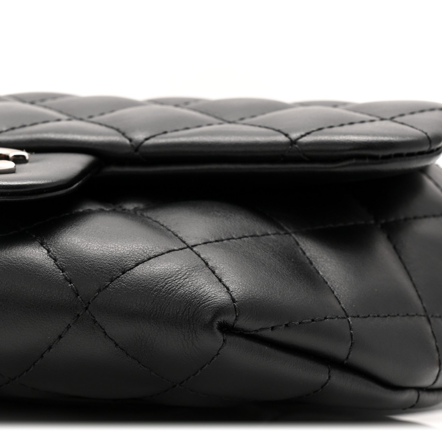 Calfskin Quilted CC Uniform Flap Belt Bag Black