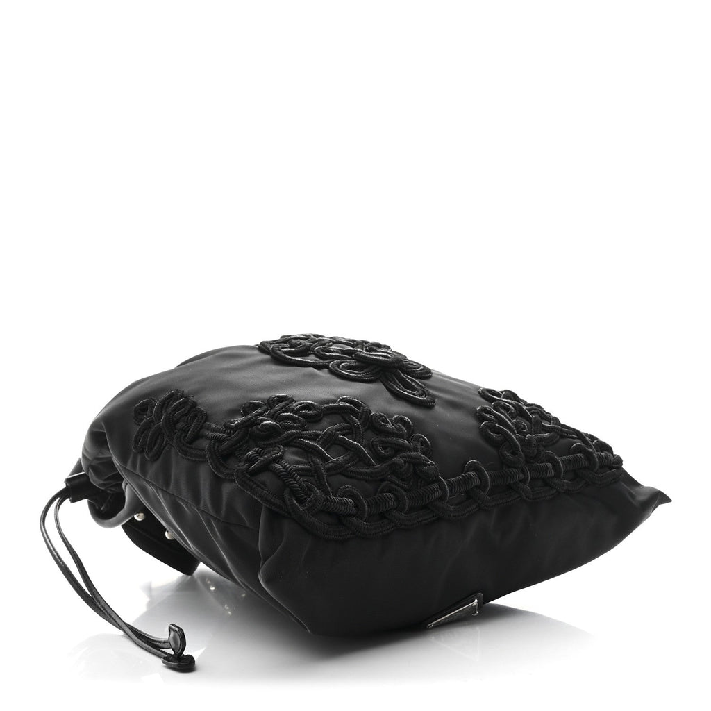Tessuto Nylon Passama Embroidered Bag Black