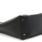 Grained Calfskin North South Rockstud Tote Black