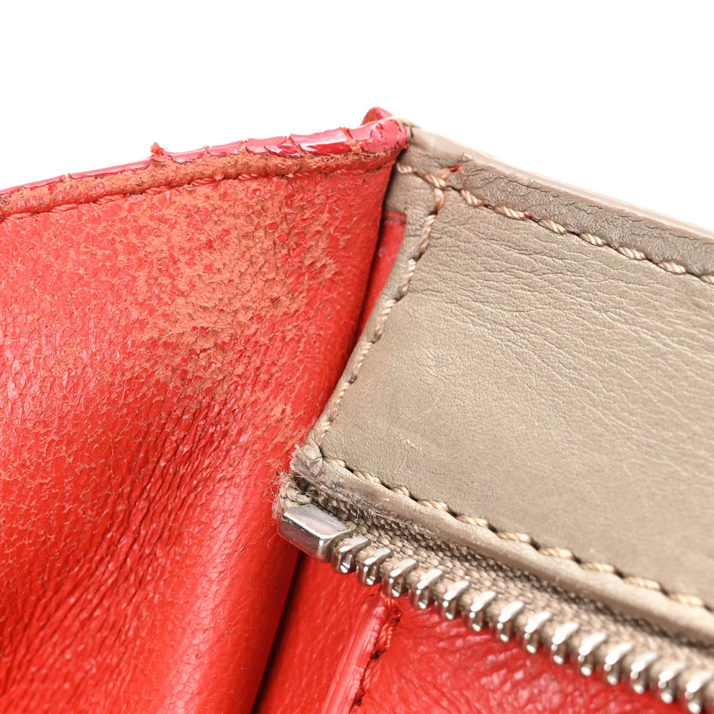 Smooth Calfskin Suede Medium Tri-Color Trapeze Orange