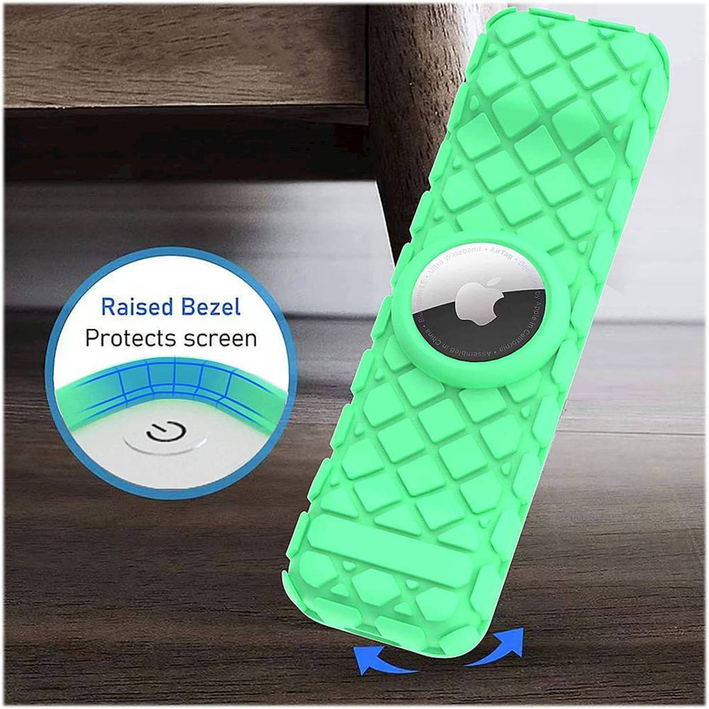 SAHARA- Apple TV 4K Remote Silicone Case for Apple AirTag - Green Glow
