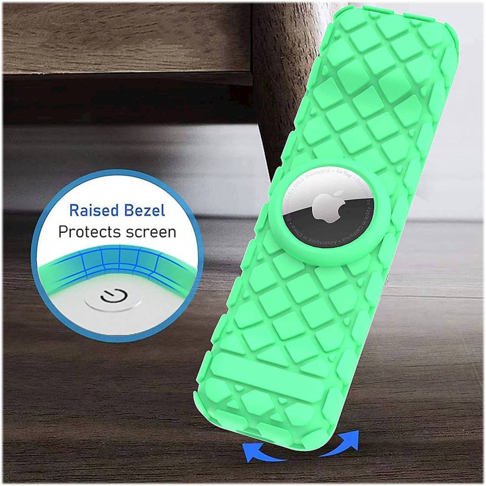 SAHARA- Apple TV 4K Remote Silicone Case for Apple AirTag - Green Glow