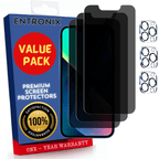 Entronix Anti-Spy Privacy Screen Protector & Camera Lens Protector Compatible with iPhone 13 Pro - 6-Piece Combo