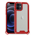 Reiko Shockproof Pc Bumper Case With Carbon Fiber Pattern In Red For Iphone 12 Mini
