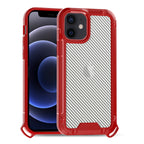 Reiko Shockproof Pc Bumper Case With Carbon Fiber Pattern In Red For Iphone 12 Mini