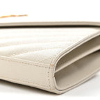 Grain De Poudre Matelasse Chevron Monogram Chain Wallet Crema Soft