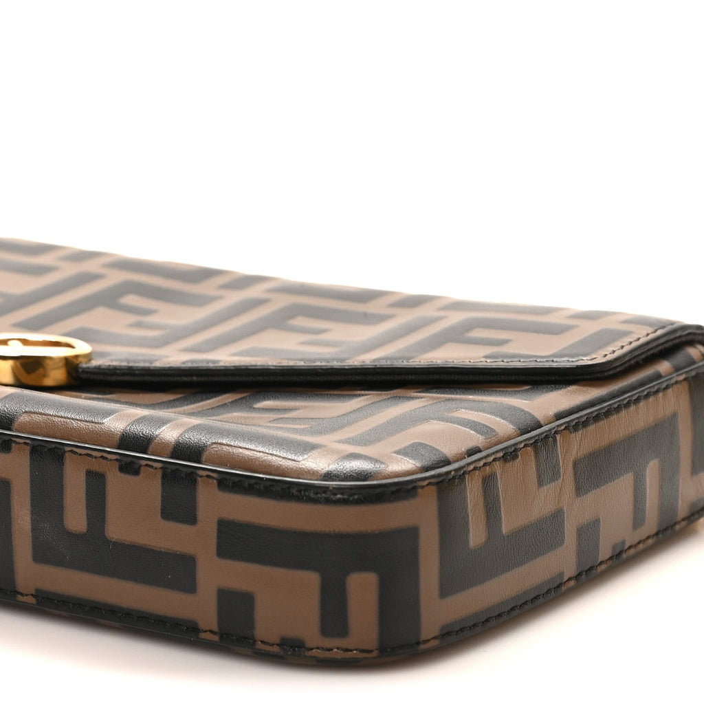 Vitello Soft F is Fendi Bi-Color FF 1974 Embossed Envelope Wallet On Chain with Pouches Maya Black
