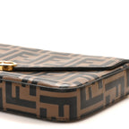 Vitello Soft F is Fendi Bi-Color FF 1974 Embossed Envelope Wallet On Chain with Pouches Maya Black