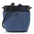 Linen Calfskin Small Key Bucket Bag Blue