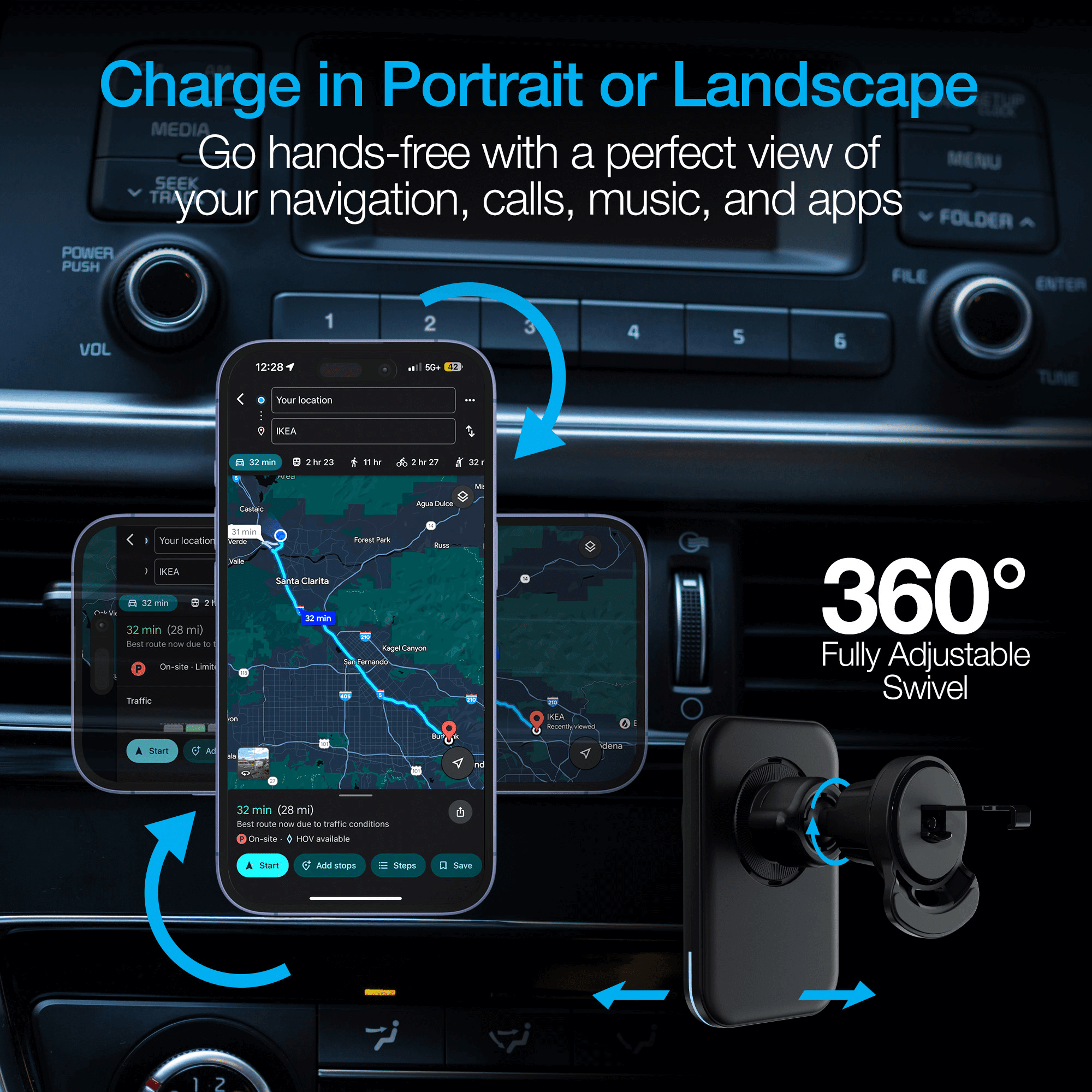 MagLock CAR 15W Magnetic Wireless Fast Charging Vent Mount with Qi2