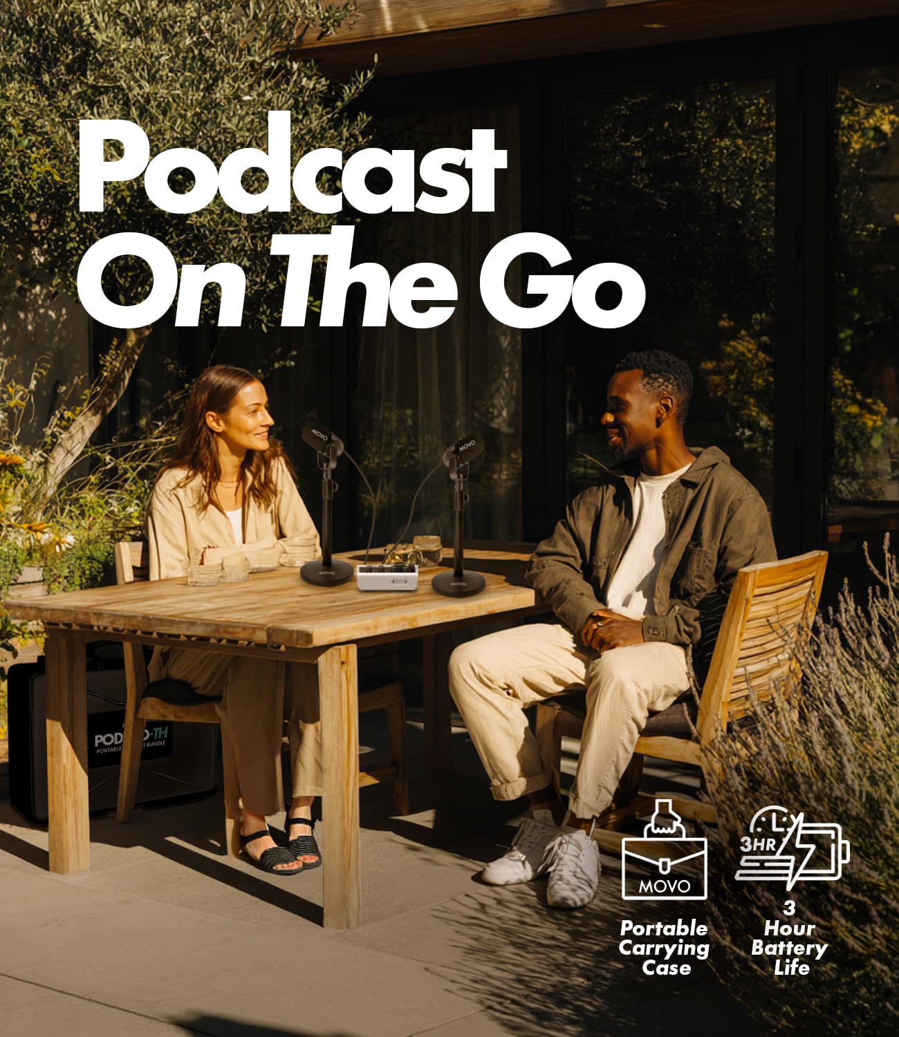 Movo PodPro-TH Portable Podcasting Bundle for 2 for Smartphones and Computers