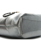 Metallic Crumpled Calfskin Chain 20s Signe Tote Silver