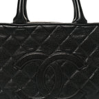 Caviar Quilted Large Bowler Black