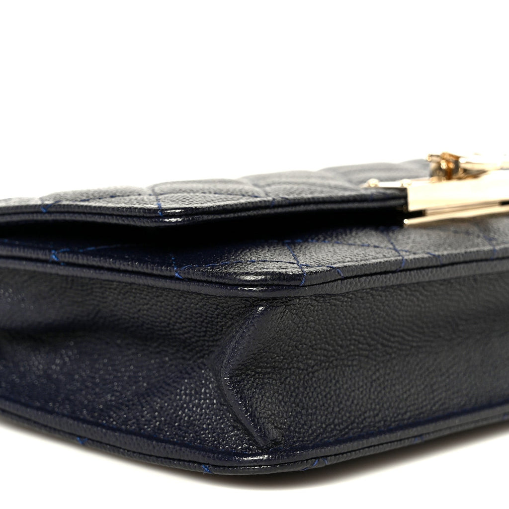 Caviar Quilted Golden Class Wallet On Chain WOC Navy