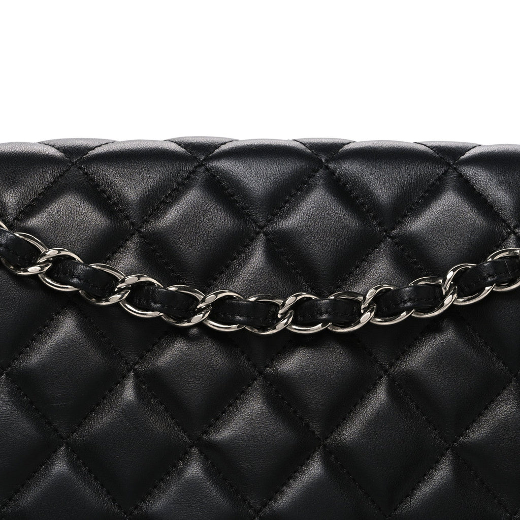 Lambskin Quilted Maxi Single Flap Black