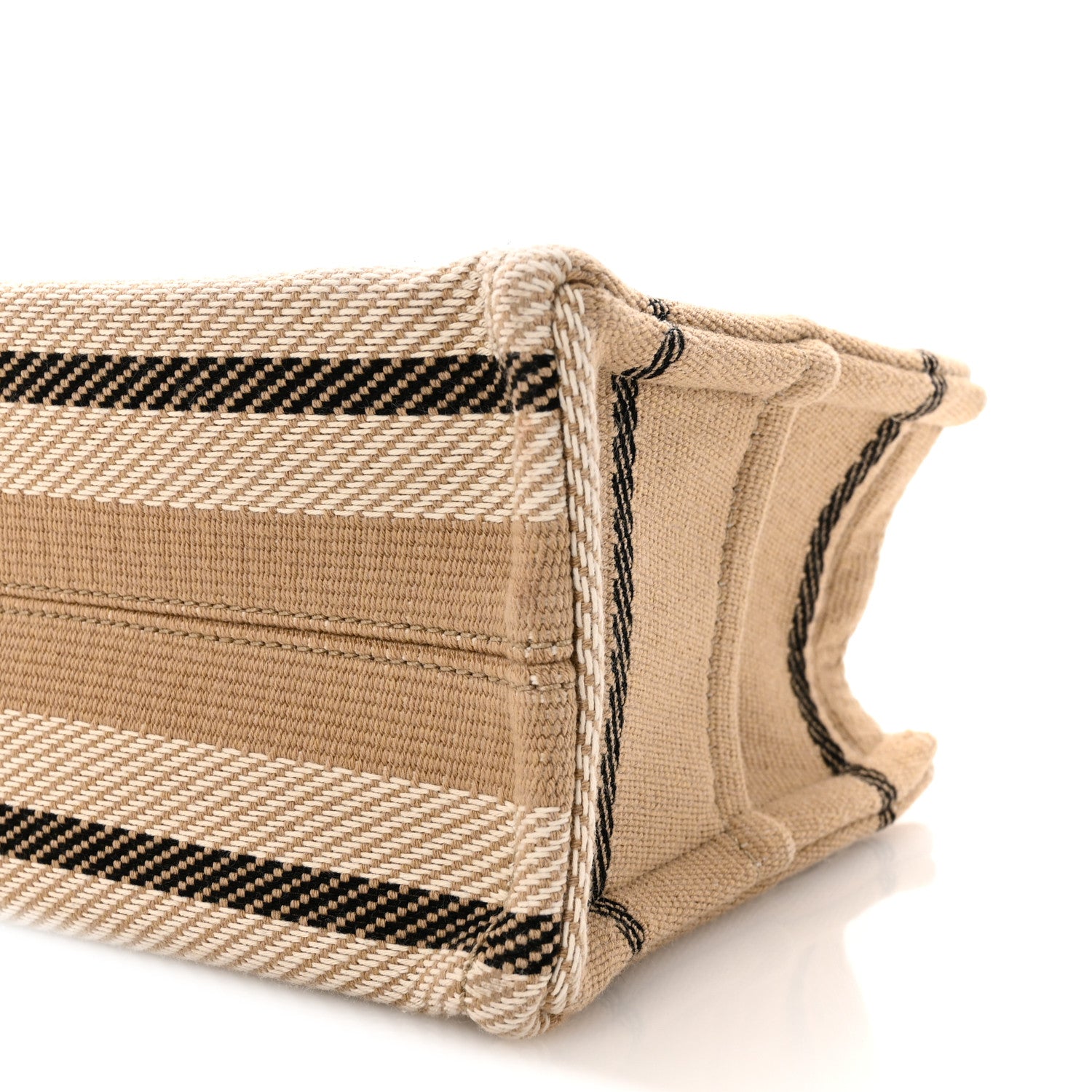 Canvas Calfskin Small Cabas Thais Beige Black White