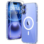 Entronix Bundle Compatible with iPhone 16 - [Magnetic] Clear Case, 1 Clear Screen Protector & 1 Camera Lens Protectors