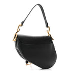 Grained Calfskin Saddle Bag Black