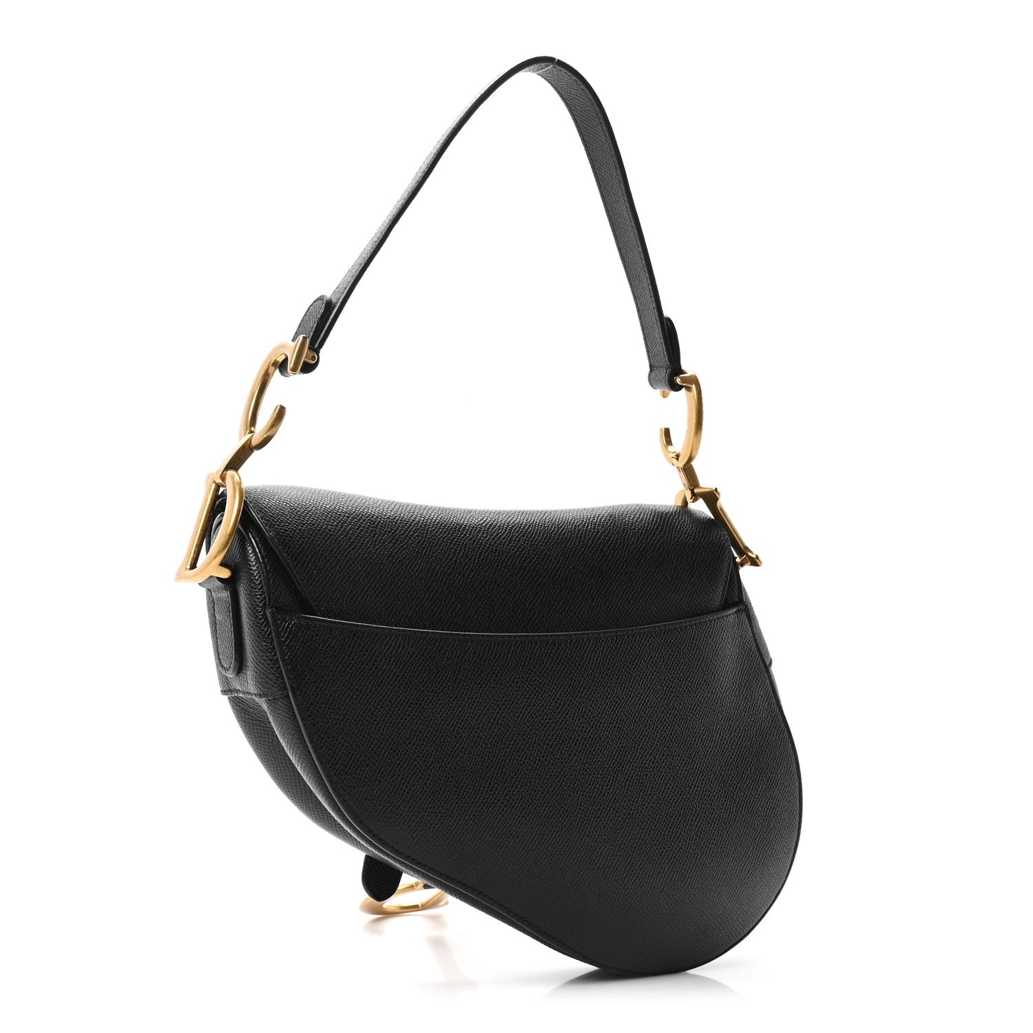 Grained Calfskin Saddle Bag Black