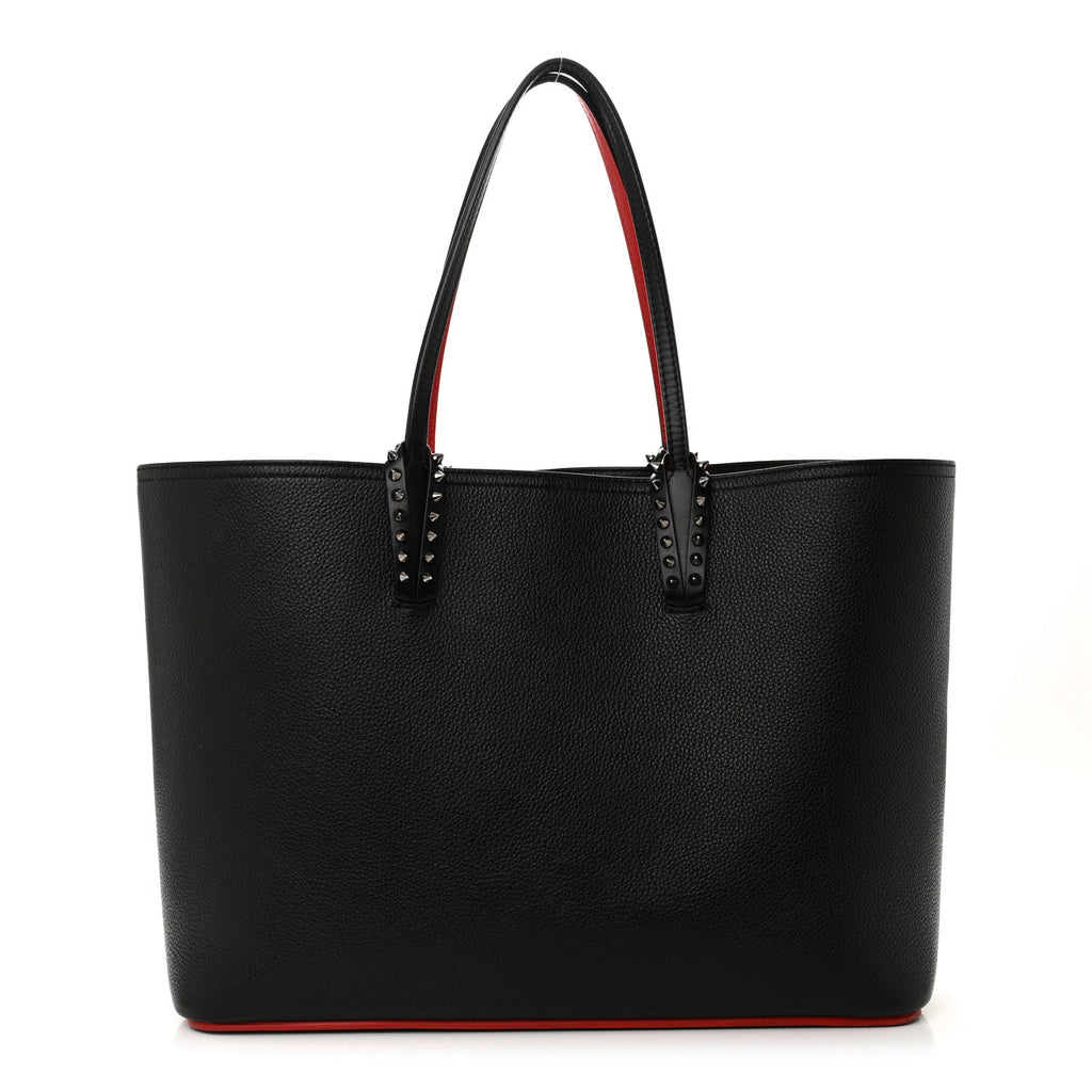 Calfskin Empire Spikes Large East West Cabata Tote Black
