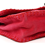 Suede Quilted Whipstitch Flap Red