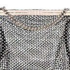 Mesh Crystal Medium Fanny Shoulder Bag Black