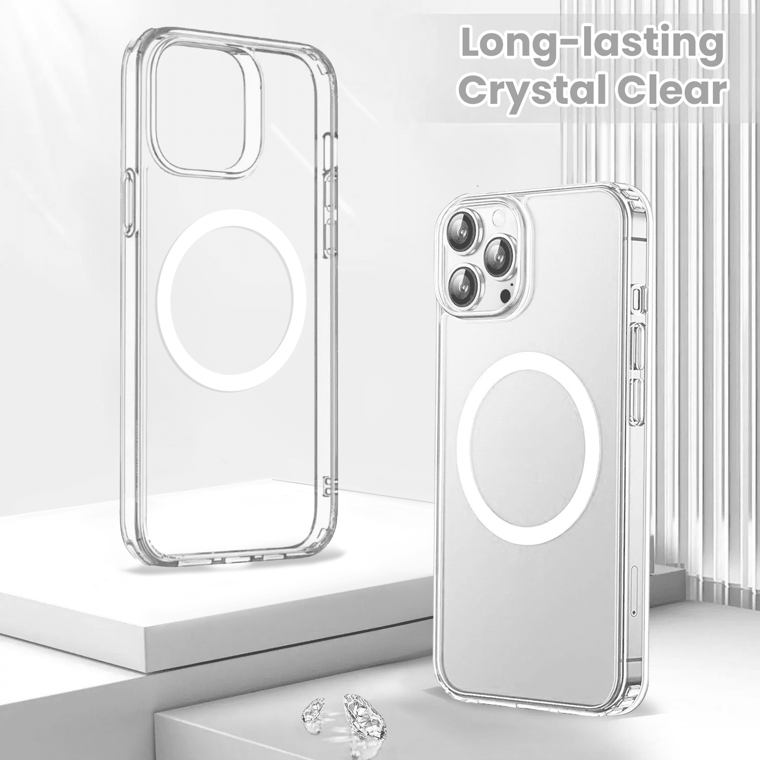 Entronix Bundle Compatible with iPhone 15 Pro Max - [Magnetic] Clear Case, 2 Clear Screen Protectors & 2 Camera Lens Protectors