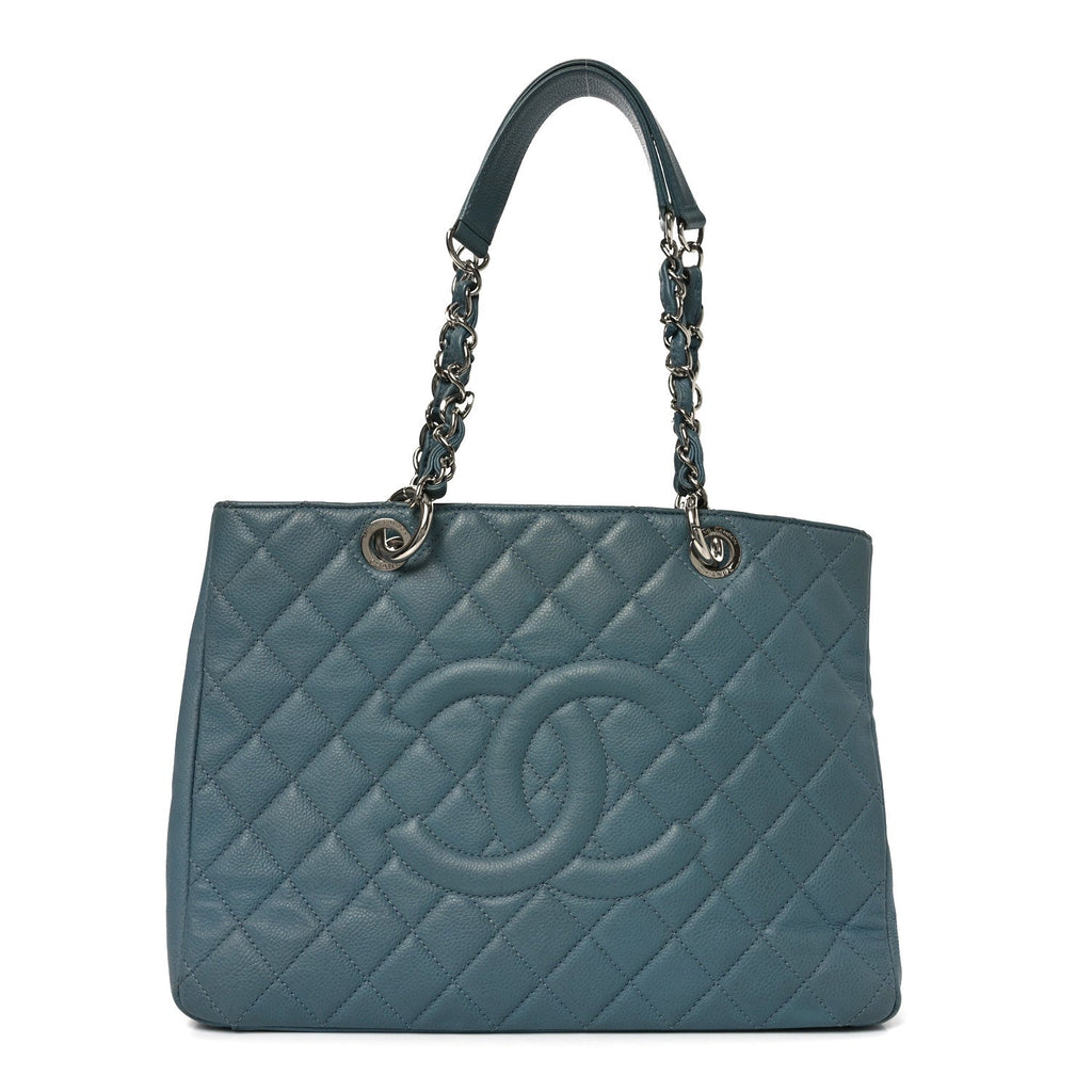 Caviar Quilted Grand Shopping Tote GST Blue