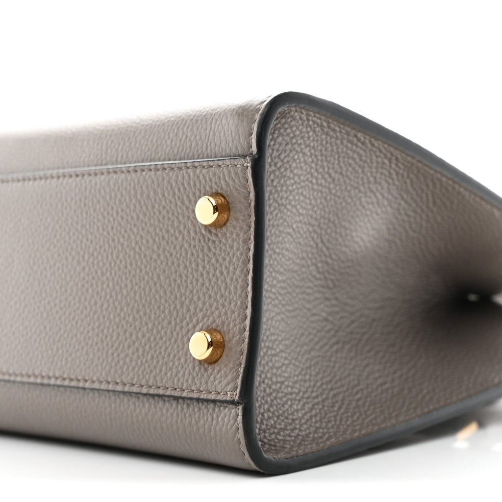 Grainy Calfskin Virtus Top Handle Tote Grey