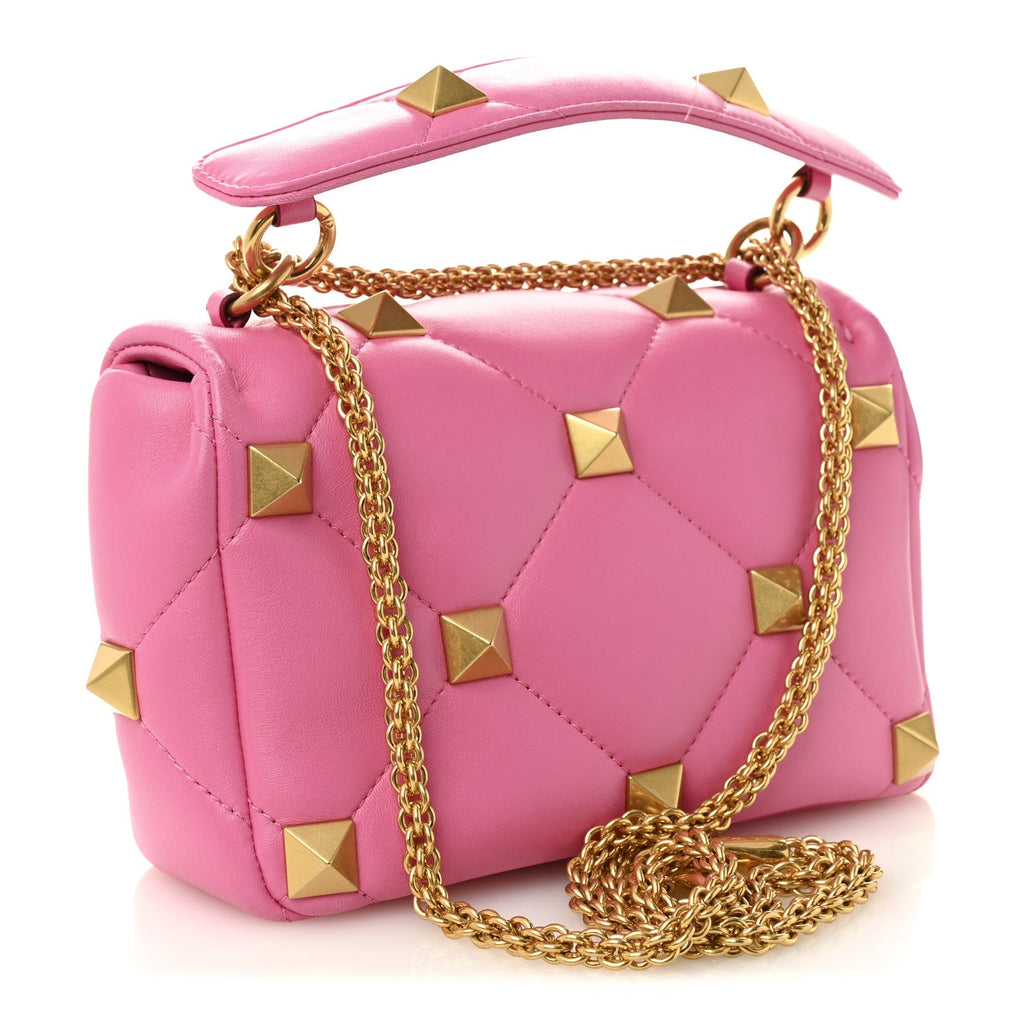 Nappa Medium Roman Stud Shoulder Bag Feminine Pink