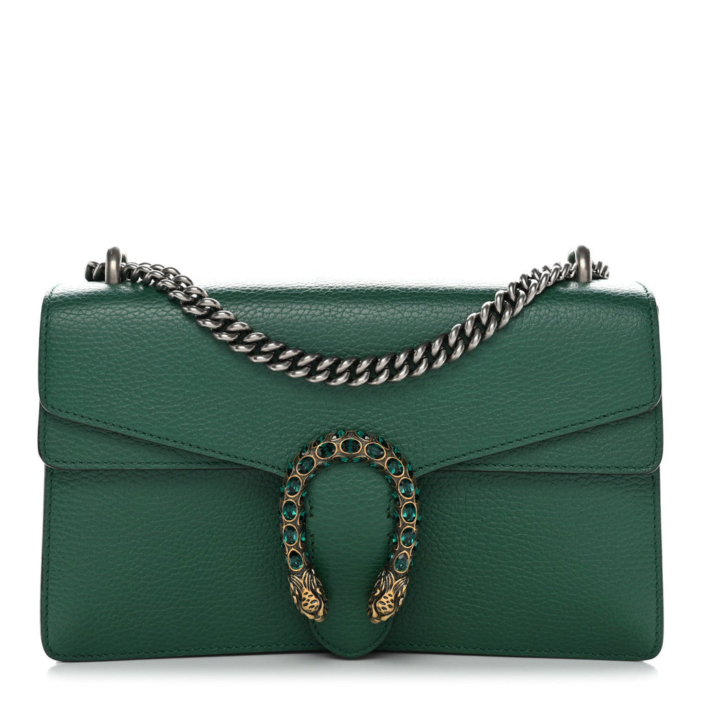 Pebbled Calfskin Small Dionysus Shoulder Bag Emerald