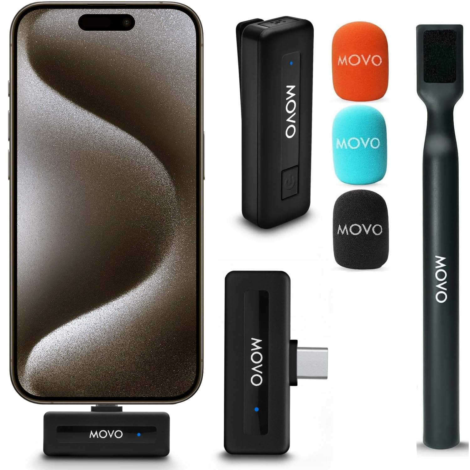 Movo Wireless Mini UC Lav Mic for USB-C w/ Handle