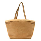 Suede Shearling Triomphe Medium Cabas Anais Natural