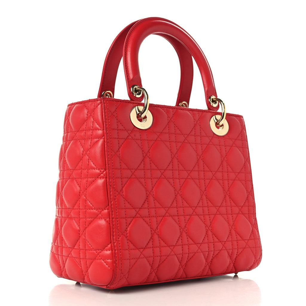 Lambskin Cannage Medium Lady Dior Red