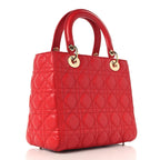 Lambskin Cannage Medium Lady Dior Red