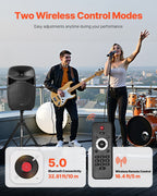 Portable PA System, 2000W (PMPO) Powered, Sound System Set with 3 Channel Mixer, Dual Speakers, Wireless Bluetooth, Microphone, Compact Stands, USB & SD Inputs, Remote Control, for DJs Events