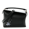 X SUNA FUJITA Satin Calfskin Small Lemur Puzzle Edge Bag Black