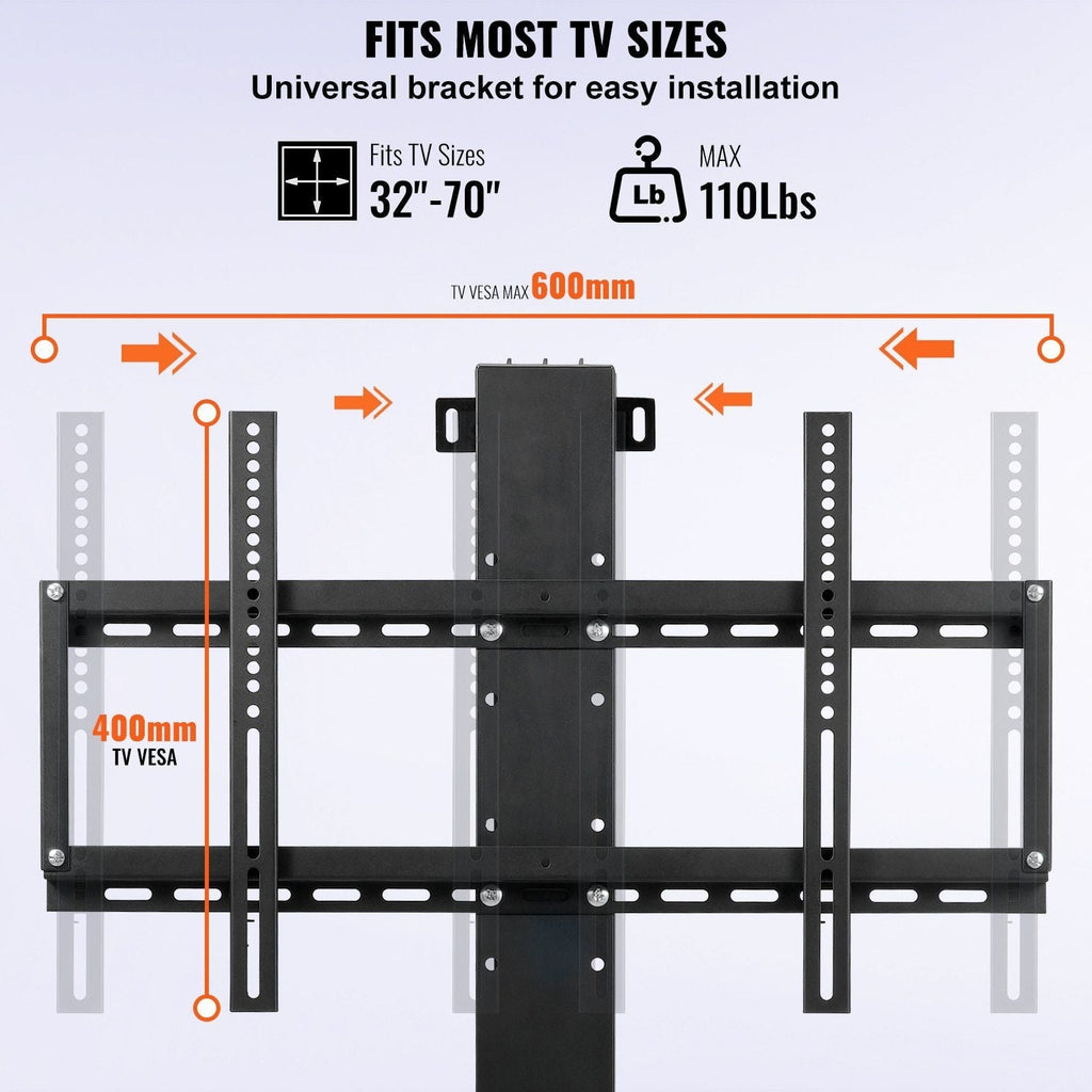 Motorized TV Lift Stroke Length 31 Inches Motorized TV Mount Fit for Max.60 Inch TV Lift with Remote Control Height Adjustable 42-73 Inch,Load Capacity 132 Lbs