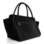 Drummed Calfskin Suede Double Zip Trapeze Black