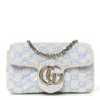 Sponge Boucle Matelasse Mini GG Marmont Shoulder Bag White Light Blue Grey