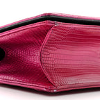 Metallic Lizard Small Diorama Flap Bag Fuchsia