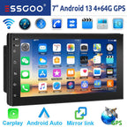 10" 2 DIN Android 14 Car Stereo, CarPlay, Android Auto, GPS Navigation, Bluetooth, FM RDS Radio, Wi-Fi, and Touchscreen Integration with Camera