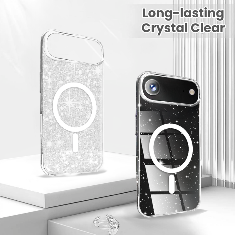Entronix Bundle Compatible with iPhone 17 Air - [Magnetic] Glitter Clear Case & 1 Clear Screen Protector